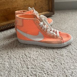 Nike blazer mid women mesh sunset orange white sneakers